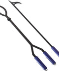 40 Inch Fire Poker And Log Grabber Set For Fire Pits Must Have Backyard Outdoor Indoor Bonfire Gear Rustproof Two Piece Campfire Tool With Ergonomic Rubber Handles