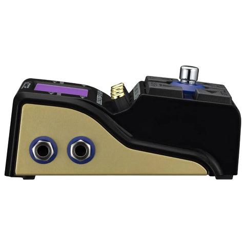 Side view of MS 80IR Plus MultiStomp Amp And Cabinet Modeler Pedal with dual inputs and rugged design