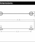 Technical drawing of Preston Collection Decorative Glass Bathroom Vanity Shelf Chrome Finish 19.5 Inches Wide By 4 Inches Deep