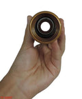 Black And Gold Collapsible Telescope Costume Prop For Theater And Cosplay, Extends From 7 Inch Closed To 12.5 Inch Open, Plastic Build With Realistic Pirate Style Look For Dress Up, Stage Performances, And Costumes For Teens 14 And Up, shown closed in hand