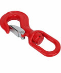 Hardcore Heavy Duty Swivel Lifting Hook Built Like A Tank At 5.3 Ton Capacity with a red finish for crane hoists.