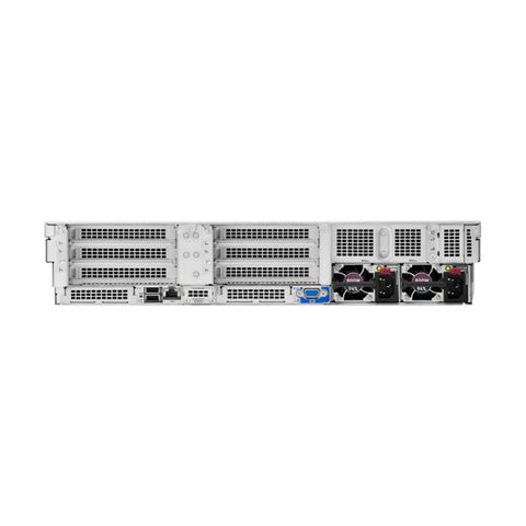 No Sweat Big Iron Rack Server Bundle With Dual Intel Xeon Gold 6430 32 Core 2100 Megahertz And One Terabyte Ddr5 Ram Featuring Secure Raid Storage Plus Windows Server 2022 Standard Edition For Cloud Scaling, rear view of server unit.