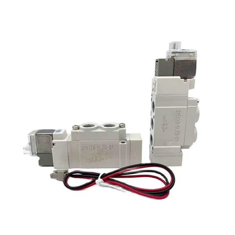 Top Tier 2 Position Single Type Sy5120-5mse-c4 Pneumatic Solenoid Valve with connectors for industrial air control.