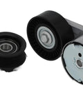 Must-Have Drive Belt Tensioner And Idler Pulley Kit That Fits Ram Caravan 2011 To 2019 With 3.6L V6 Engine, showing two pulleys.