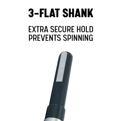 Three Quarters Inch Reduced Shank High Speed Steel Drill Bit With One Half Inch Shank, D/A3F Series, showing 3-flat shank.