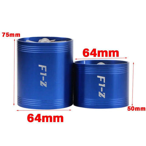 F1Z Turbocharger And Dual Air Intake Fuel Saver Kit for turbocharged vehicles in two sizes, 64mm aluminum cylinders.