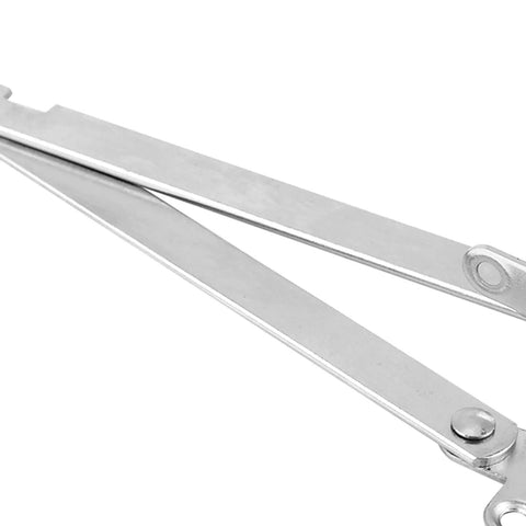 Close-up of metal hinge from Ten Pack Cabinet Lift Up Struts Hinge Support Kit For Quiet Smooth Lid Flap Stay In Kitchen And High Cabinets Durable Metal Hardware For Easy Access