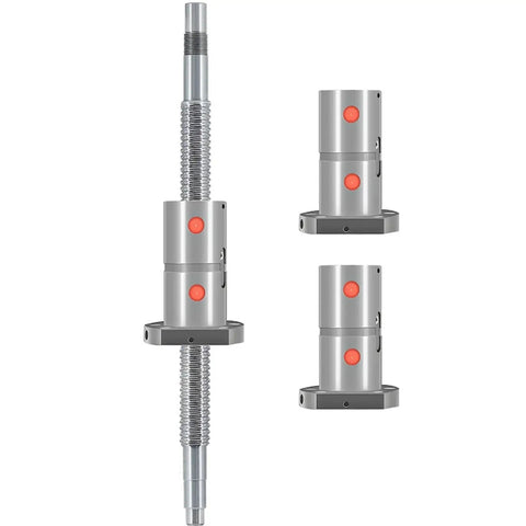 Front and side views of 2005 20mm Ballscrew Rod From 300mm to 1500mm With DFU2005 Double Nut and BKBF15 End Machined
