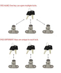 Push Plunger Lock 19mm x 40mm Cylinder Head Chrome Plated Zinc Alloy Keyed Different 2 Pack diagram with keys and locks