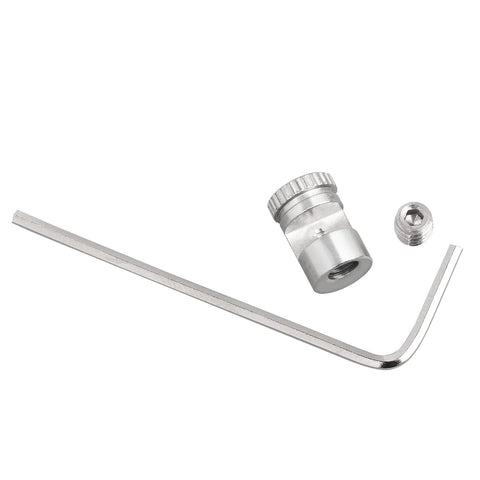 Two Pack Buck 110 Folding Knife Thumb Studs Replacement Button For Folding Hunting Knives Fits Blade Thickness 2.5mm To 3mm Includes One Sixteenth Inch Hex Wrench Silver Finish Durable Upgrade For Easy Field Install, showing thumb stud, screw, and hex wrench