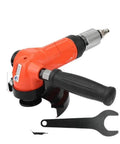 Built Tough As Nails 5 Inch Pneumatic Angle Grinder Delivering Knockout Air Power And Smooth Speed Control showing ergonomic handle and wrench.