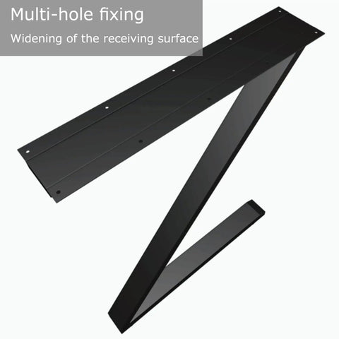 Pair Of Heavy Duty Metal Table Legs For DIY Projects, Industrial Z Shape Frame with multi-hole fixing for easy installation.