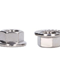 Side view of 50Pcs Stainless Steel Flange Nuts Set DIN 1587 A2 70 Rustproof Locking Nuts For M3 M4 M5 M6 M8 M10 M12 Bolts No Fuss Fastening