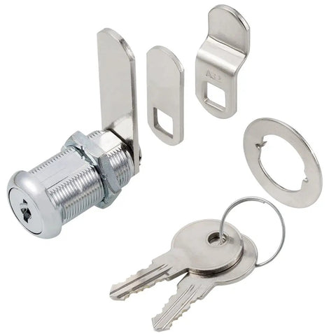 Keyed Alike Cabinet Cam Locks For Tool Boxes, RV Compartments, Mailboxes And Vending Machines, 1 1/8 Inch Cylinder, Chrome Finish