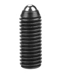 Heavy Duty M10 Threaded Ball Plungers 10 Pack Carbon Steel, spring loaded plunger viewed from the side, ideal for fixtures and jigs.
