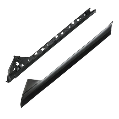 Windshield A-pillar trim molding set, black plastic, for 2011–2019 Ford Explorer; front outer and inner right (2 pieces)