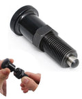 Premium Hardcore Stainless Steel Spring Indexing Plungers Two Pack Retractable Ball Pull Knobs shown with a user holding knob.