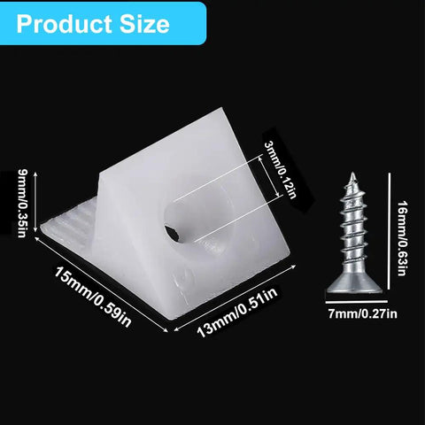 50 Pack Drawer Wedges With Screws For Quick Furniture Repair And Drawer Bottom Support, size dimensions highlighted