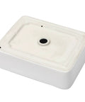 Rectangular Vessel Sink For Above Counter Mount Modern Porcelain Ceramic Lavatory Vanity Basin Durable Stain Resistant White Finish Sleek Bathroom Upgrade With Easy Cleaning And Contemporary Look, bottom view