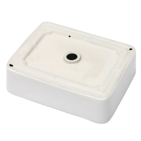 Rectangular Vessel Sink For Above Counter Mount Modern Porcelain Ceramic Lavatory Vanity Basin Durable Stain Resistant White Finish Sleek Bathroom Upgrade With Easy Cleaning And Contemporary Look, bottom view