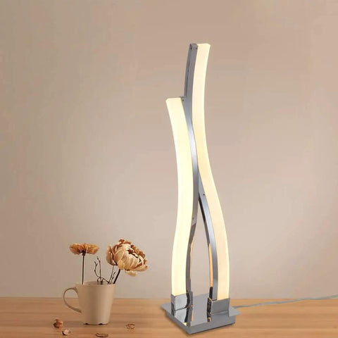 LED Table Lamp For Bedroom With Touch Dimmable Brightness And Memory Function Modern Arc Silver Desk Light