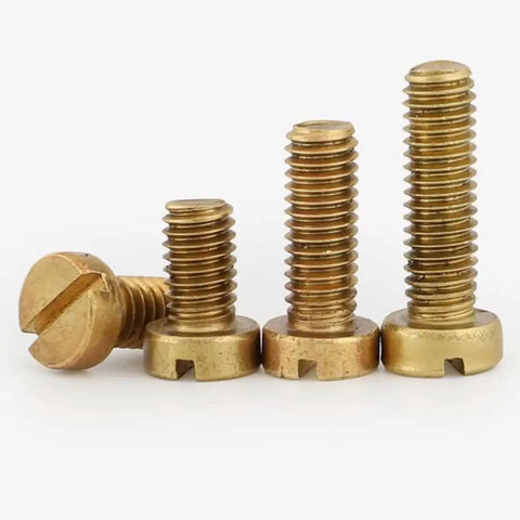 Top Shelf Brass Slotted Cheese Head Screws M3 X 4mm Copper Tone 20 Piece Kit showing different sizes of brass screws.