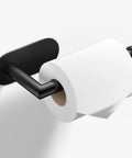 Matte Black Stainless Steel Toilet Paper Holder With Adhesive Mount, Slick Stick-On Roll Holder For Bathroom, Rust-Proof