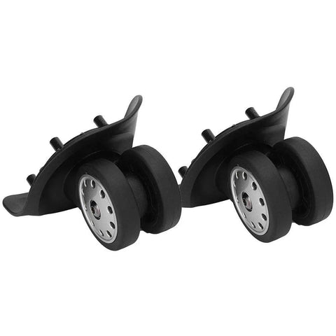 Multihole Suitcase Wheel Set In Black Universal Luggage Replacement Wheels Pair With Braked Stop Function