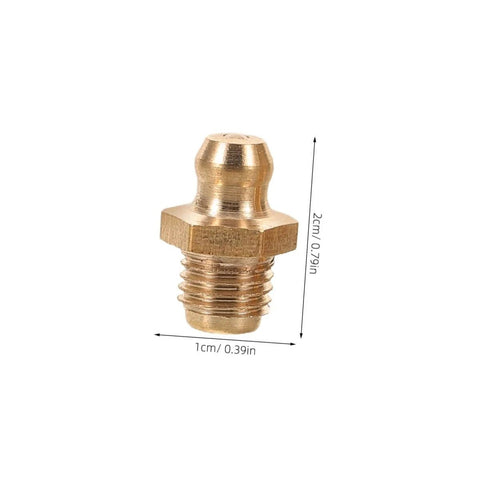 Close-up of a copper grease fitting from Copper Oil Nozzle Kit With 9 Pieces Straight And Angled Grease Fittings For Cars And Excavators.