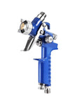 Pro Level Pneumatic Paint Spray Gun With One Millimeter Nozzle Spitting Even Mist And Clean Base Coats lightweight frame and clear fluid jar.