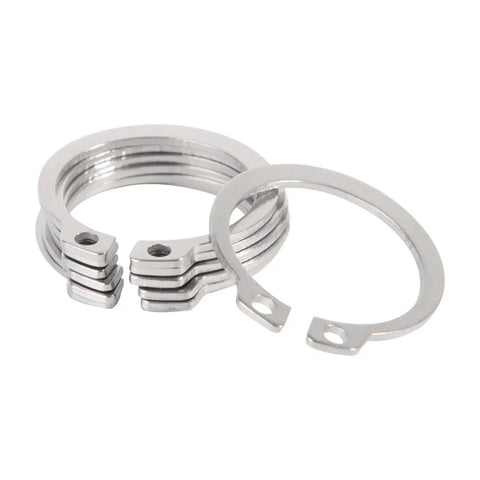Super Tough M24 External Circlips Snap Rings Pack Of 20 Stainless Steel Retaining Washers For Auto Shop Projects and Fence Builds Heavy Duty Industrial Hardware, showing a set of 20 steel circlips.