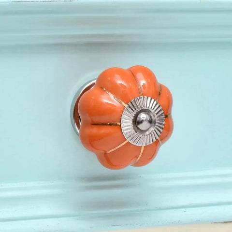 Orange Ceramic Cabinet Knobs 10 Pack For Dresser And Drawer Cabinets Vintage Style Decorative Knobs Safe Rust-Free Hardware