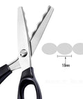 Pinking Shears For Fabrics Pro Grade Multi Purpose Stainless Steel Scissors With Black Handle 18mm Scalloped Serrated Blade close-up