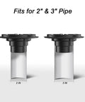 6 Inch Square Shower Drain With ABS Flange Base In Matte Black 304 Stainless Steel High Flow Floor Drain fitting 2 and 3 inch pipes
