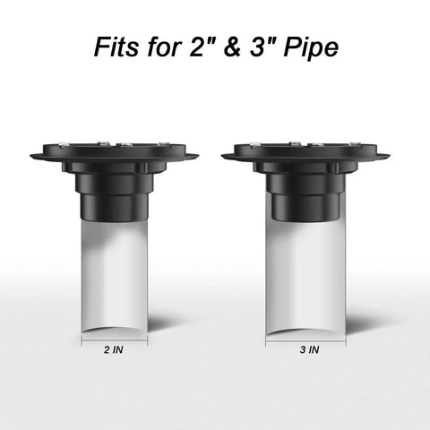 6 Inch Square Shower Drain With ABS Flange Base In Matte Black 304 Stainless Steel High Flow Floor Drain fitting 2 and 3 inch pipes