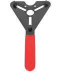 ROADFAR A/C clutch holding tool with red handle and black triangular head featuring central hole and mounting slots.