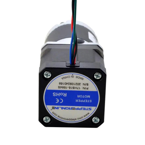 Rear view of Nema 17 Stepper Motor with 39mm housing and 100 to 1 MG Series Planetary Gearbox 50 arcmin backlash