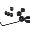 8-Piece Drill Stop Collar Kit Inch Sizes 1/8 To 5/8 With Allen Wrench For Precise Hole Depth Control showing black steel collars.