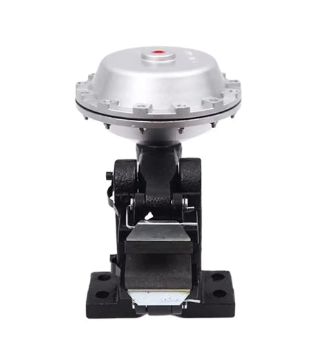 Vertical Pneumatic Disc Brake DBN 204 Industrial Unit with compact silver brake housing and black mount, ideal for factory use.