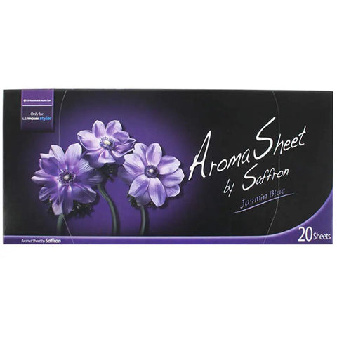 Pear And Freesia Scent Aroma Sheets For Your Clothing Care System Jasmin Blue 20 Sheets box with purple floral design
