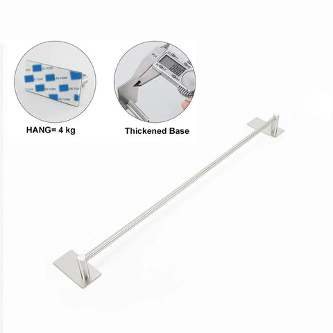 No Drill Adhesive Towel Bar For Bathroom 24 Inch Stainless Steel Brushed Nickel Stick On Wall Mount Towel Rack product image