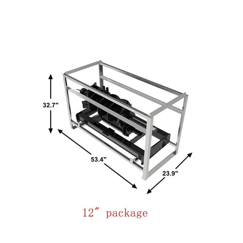 Beefy Skid Steer Post Hole Auger Drive Attachment 12 Inch Diameter 46 Inch Drilling Depth Standard Flow in packaging frame