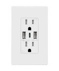 Three Port USB Wall Outlet With USB C And USB A Ports 18W Total Charging Screwless Wall Plate 15A Tamper Resistant Receptacle UL Listed