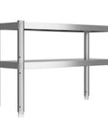 Heavy Duty Two Tier Stainless Steel Storage Rack Rust Resistant Boss Rack For Kitchen Office Garage Restaurant side view with two shelves