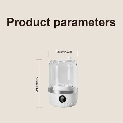 Slick Portable Laundry Wash Cup For Travel And Business Trips Compact Clothes Cleaner dimensions diagram, showing size in cm and inches.