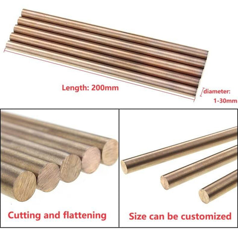 Heavy Duty Tungsten Copper Rod Electrode W75 Cu25 Alloy 30mm Diameter 200mm Length shown with customization options