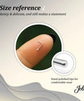 1mm Silver Nose Stud L Shaped 24G 925 Sterling Silver Minimalist Dainty Ball size reference on fingertip