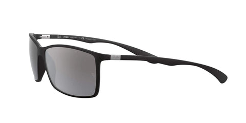 Liteforce Square Sunglasses For Men With Polarized Mirrored Gradient Silver Lenses, Matte Black Finish, 62mm Frame, Side View