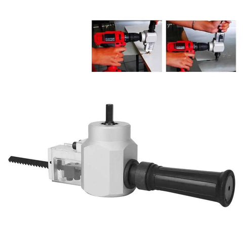 Dual Head Sheet Metal Cutter Nibbler Drill Attachment Kit with Wrench, Portable Electric Drill Shears for Cutting Metal Sheets shown in use