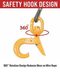 Close-up of safety hook design showing 360-degree rotation for Two Ton Snatch Block With Chain For Car Carrier And Three Eighths Inch By One Hundred Foot